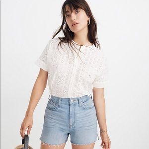 MADEWELL Eyelet Boxy Button-Down Shirt